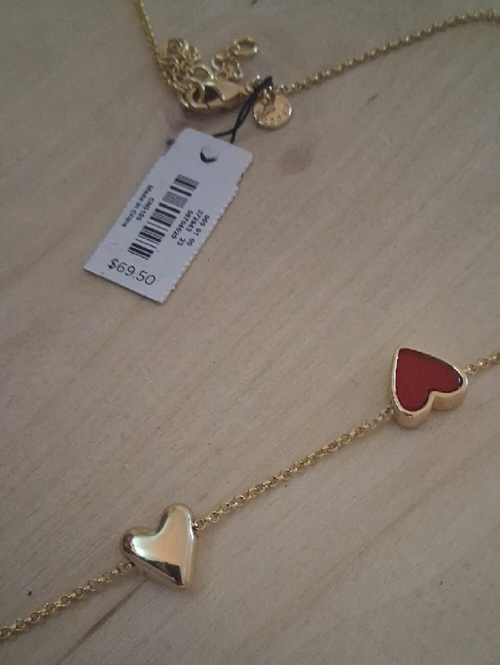 Talbots Gold Necklace with Red Heart Accents - Picture 5 of 5
